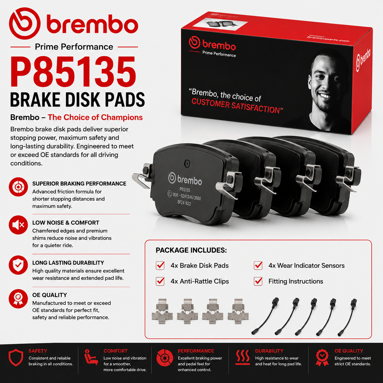 BREMBO P85135 Brakes, Brake Disk Pads