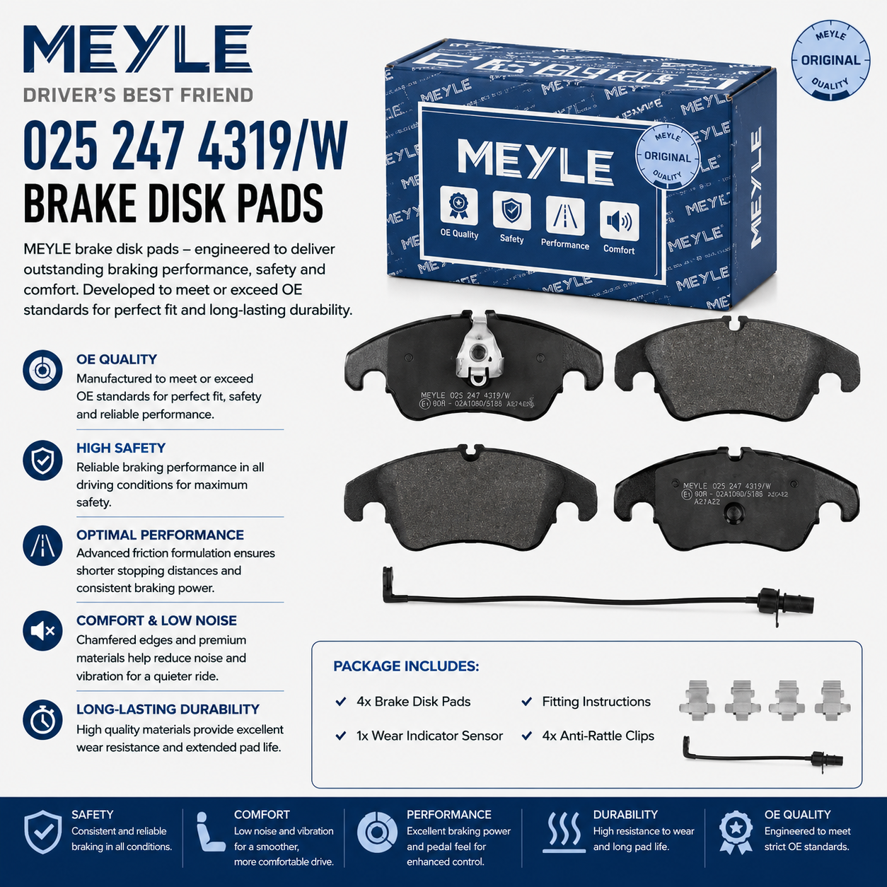 MEYLE 025 247 4319/W Brakes, Brake Disk Pads