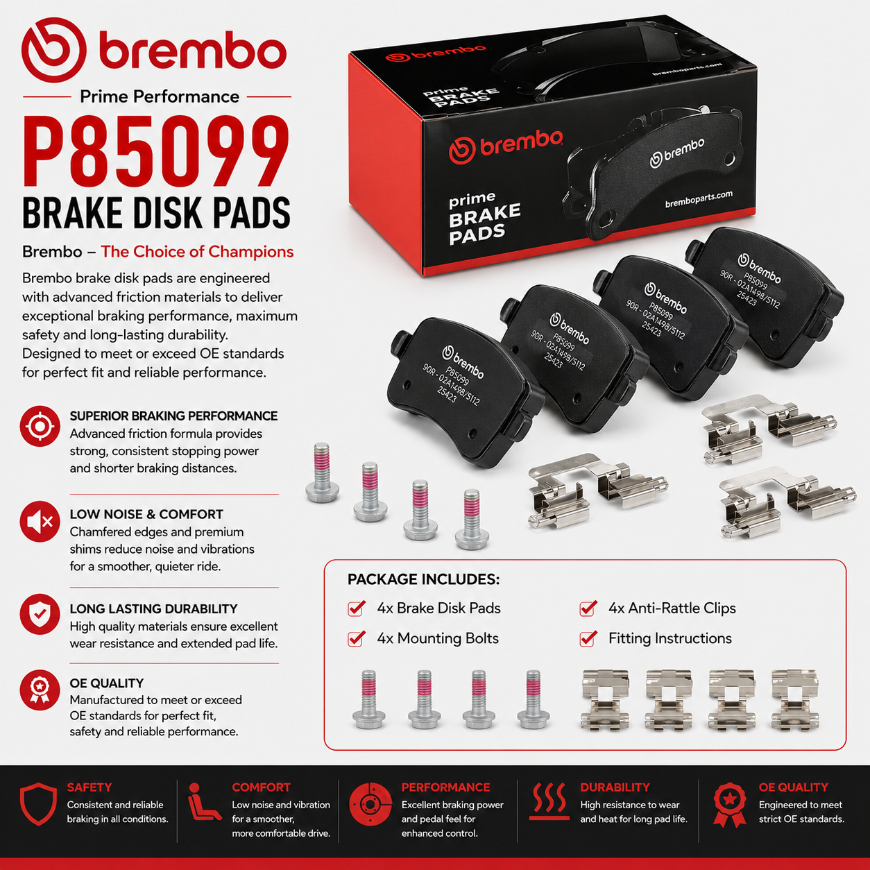 BREMBO P85099 Brakes, Brake Disk Pads