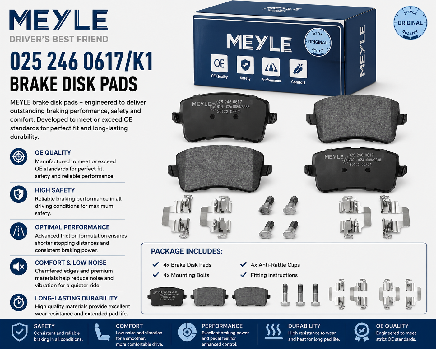 MEYLE 025 246 0617/K1 Brakes, Brake Disk Pads