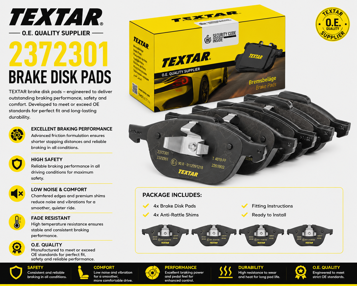 TEXTAR 2372301 Brakes, Brake Disk Pads