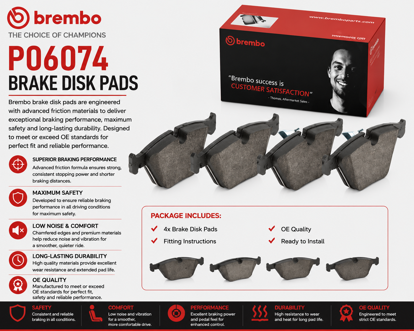 BREMBO P06074 Brakes, Brake Disk Pads