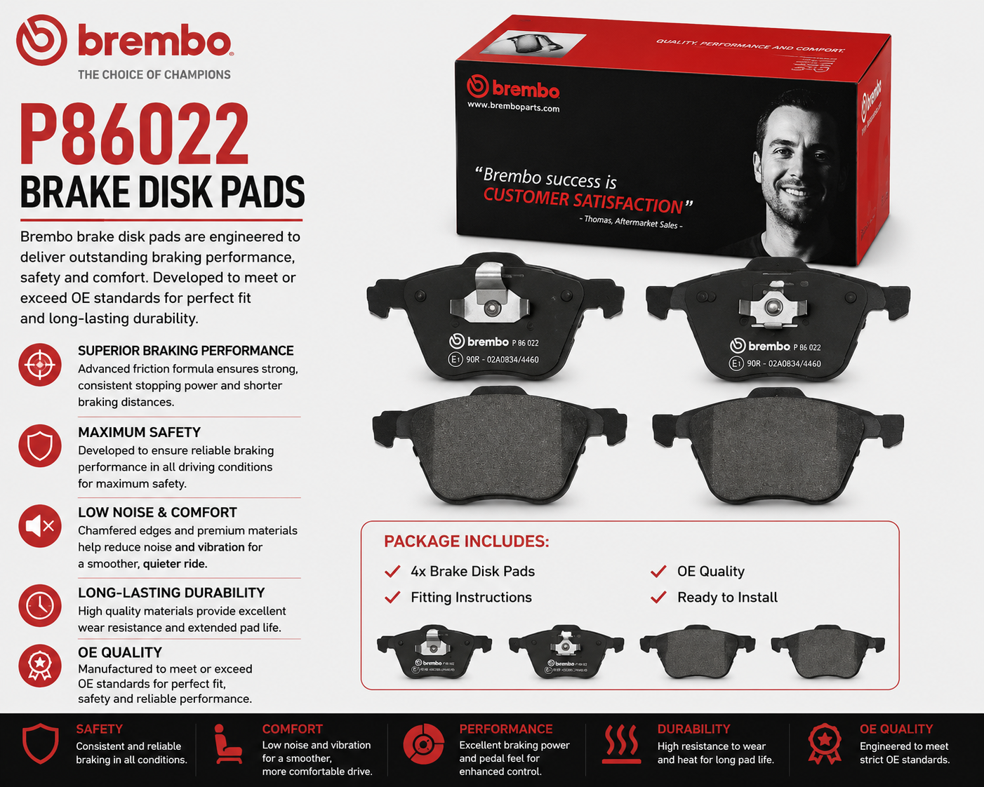 BREMBO P86022 Brakes, Brake Disk Pads