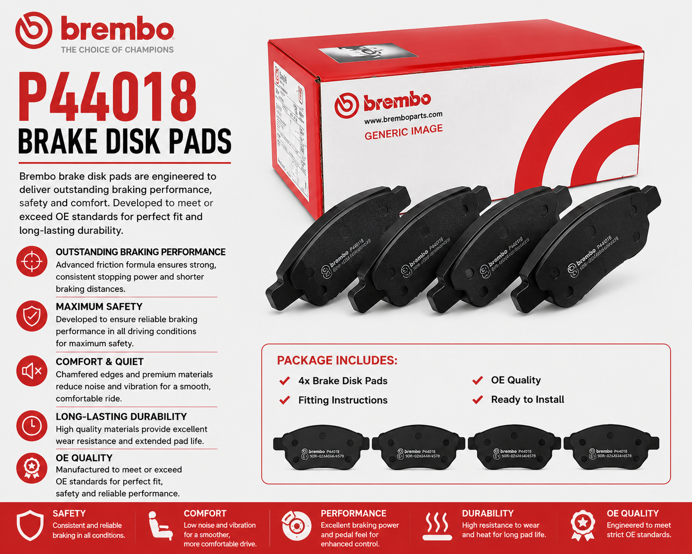 BREMBO P44018 Brakes, Brake Disk Pads