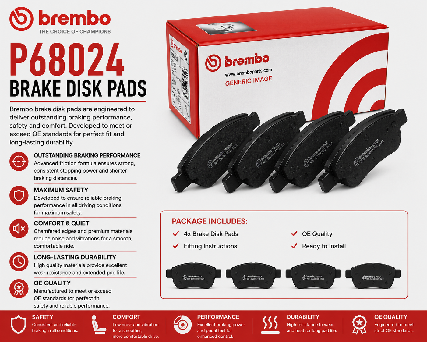 BREMBO P68024 Brakes, Brake Disk Pads