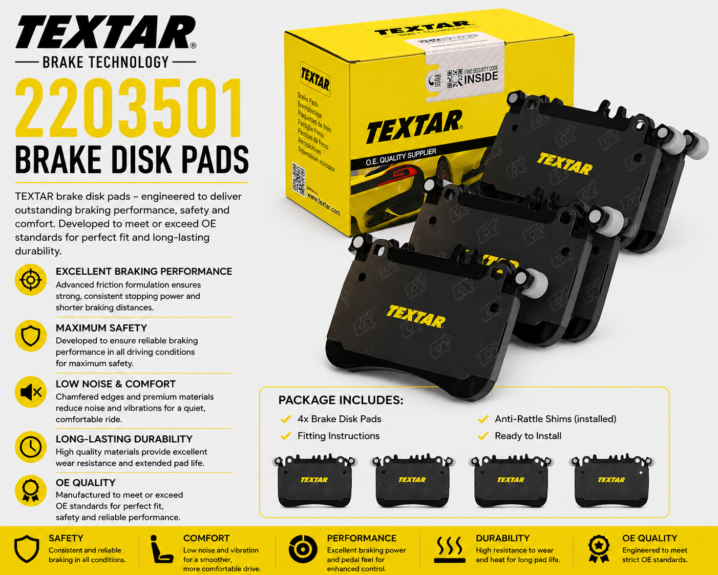 TEXTAR 2203501 Brakes, Brake Disk Pads