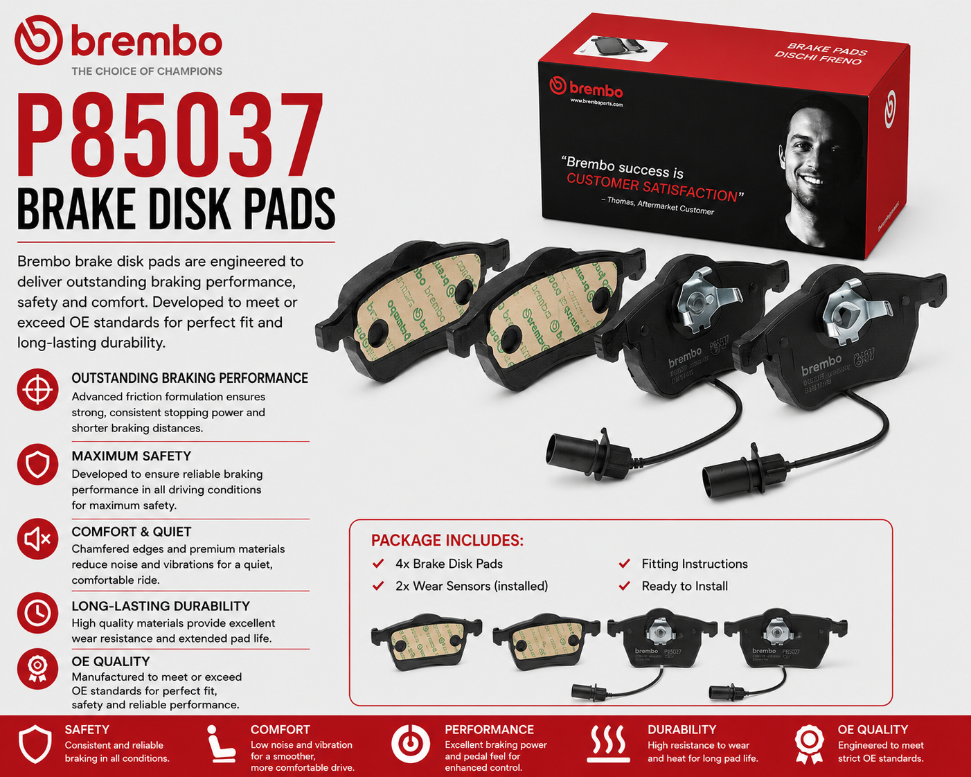 BREMBO P85037 Brakes, Brake Disk Pads