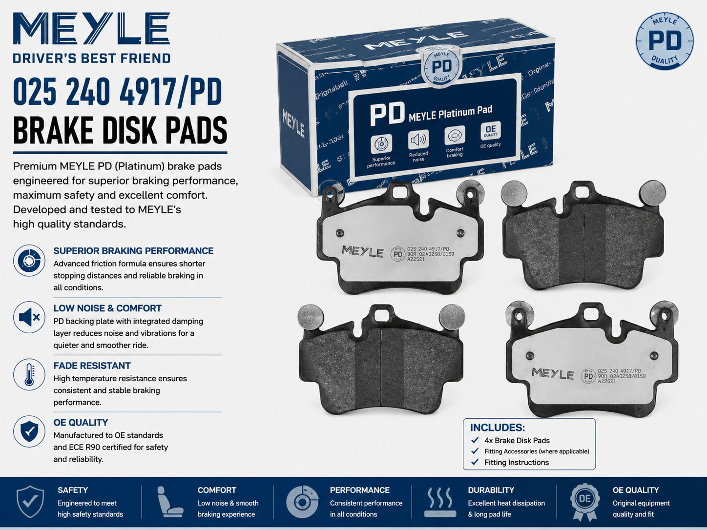 MEYLE 025 240 4917/PD Brakes, Brake Disk Pads