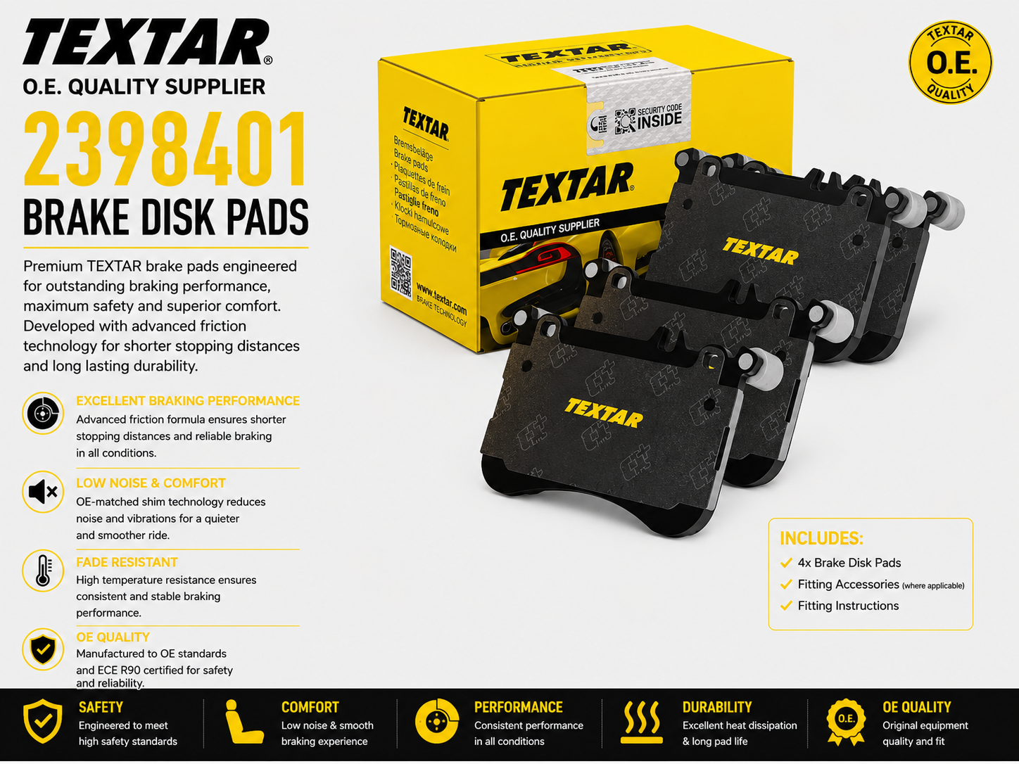 TEXTAR 2398401 Brakes, Brake Disk Pads