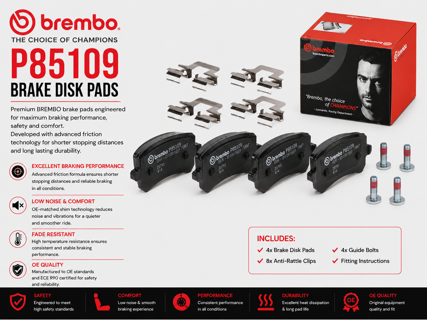 BREMBO P85109 Brakes, Brake Disk Pads