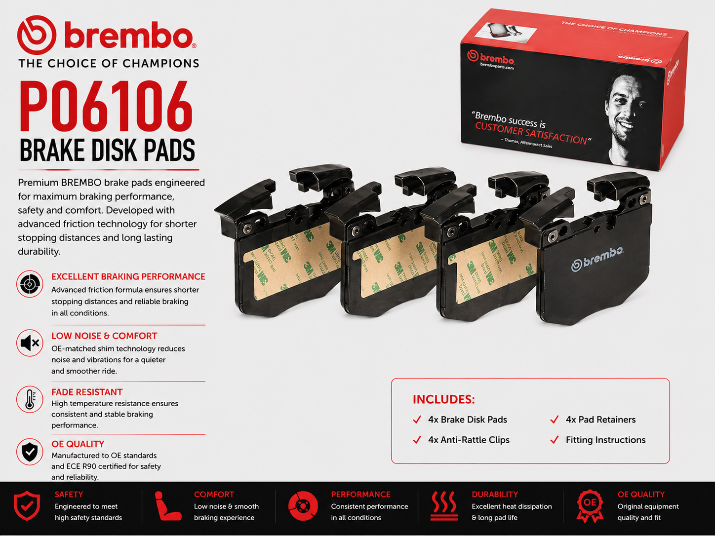 BREMBO P06106 Brakes, Brake Disk Pads