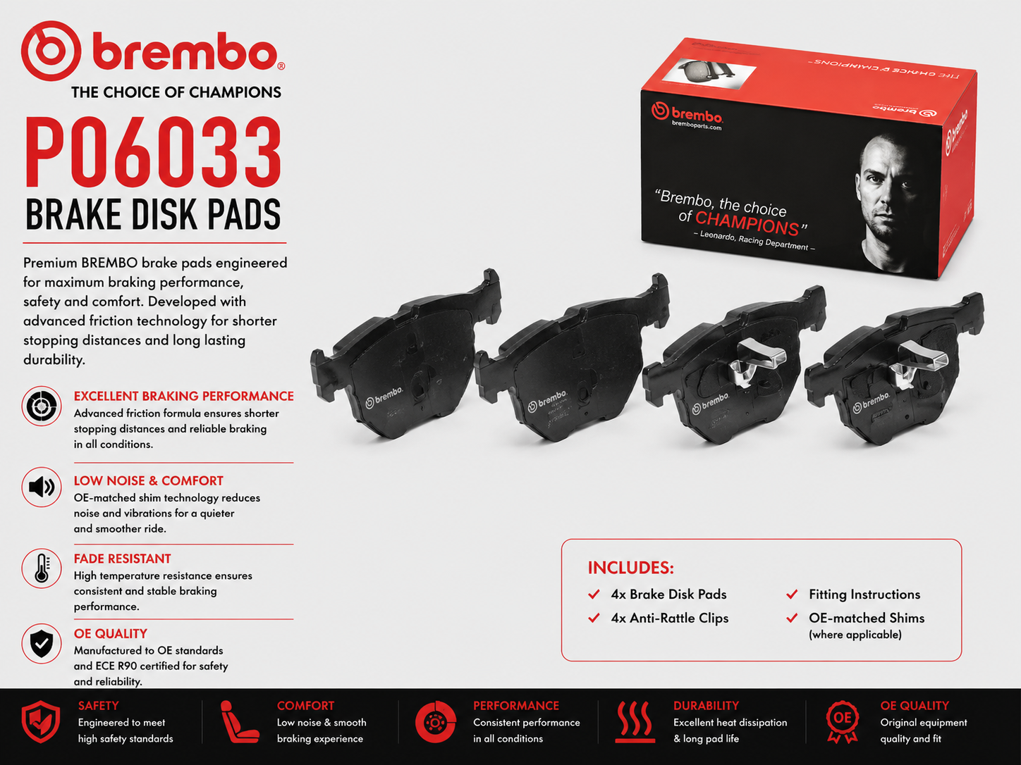 BREMBO P06033 Brakes, Brake Disk Pads