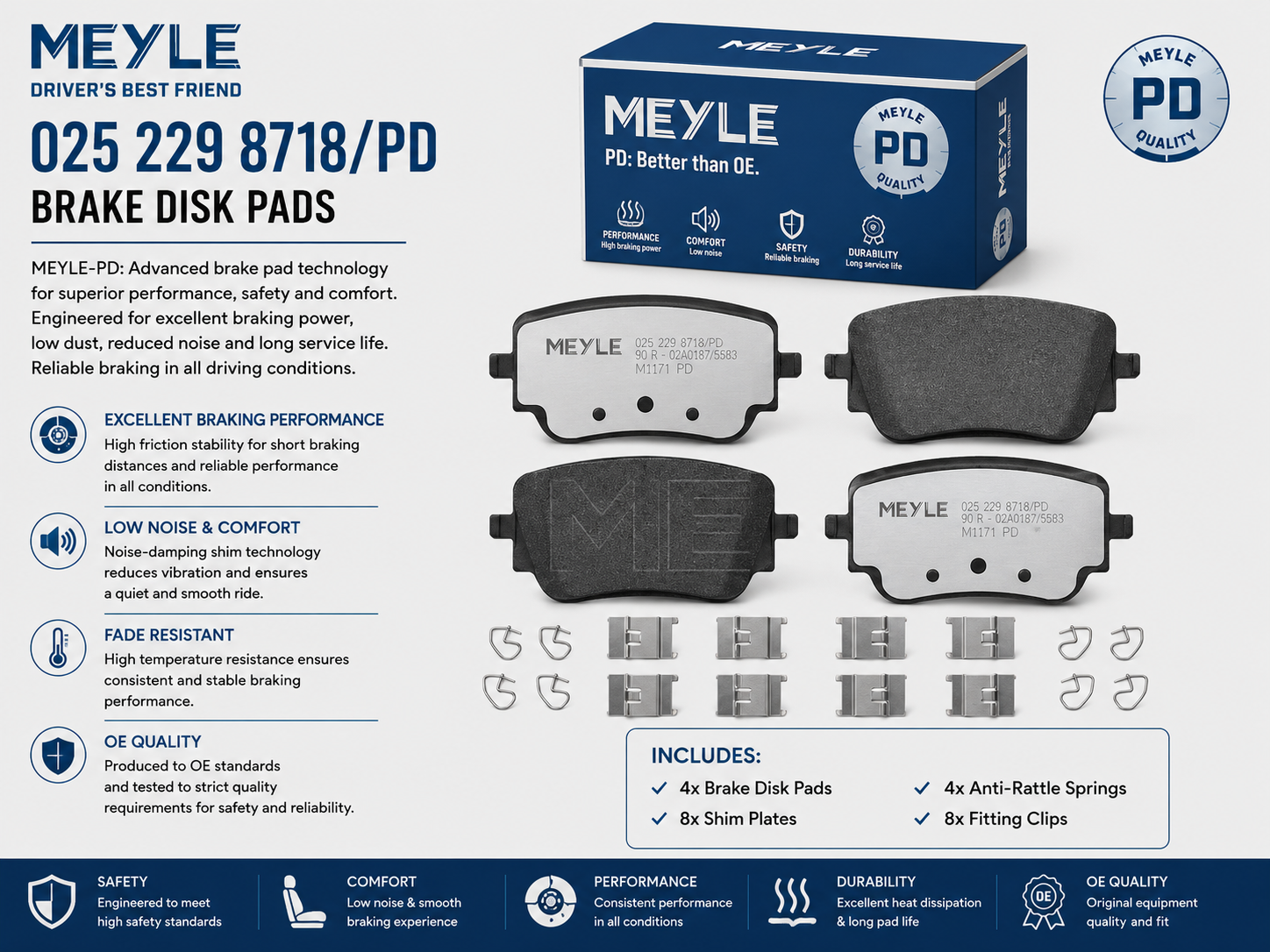 MEYLE 025 229 8718/PD Brakes, Brake Disk Pads