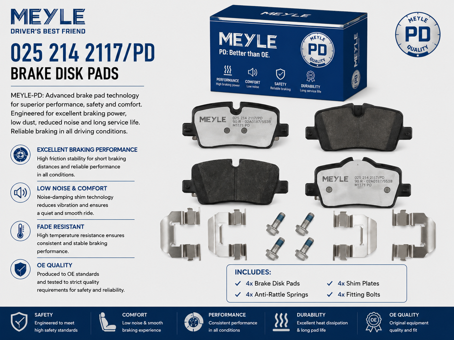MEYLE 025 214 2117/PD Brakes, Brake Disk Pads