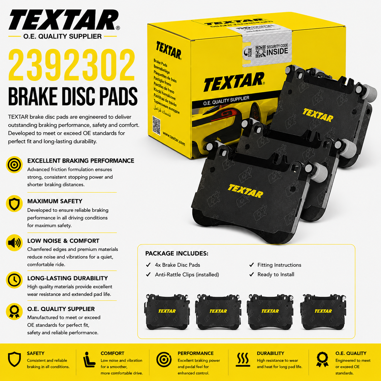 TEXTAR 2392302 braks, Brake Disk Pads