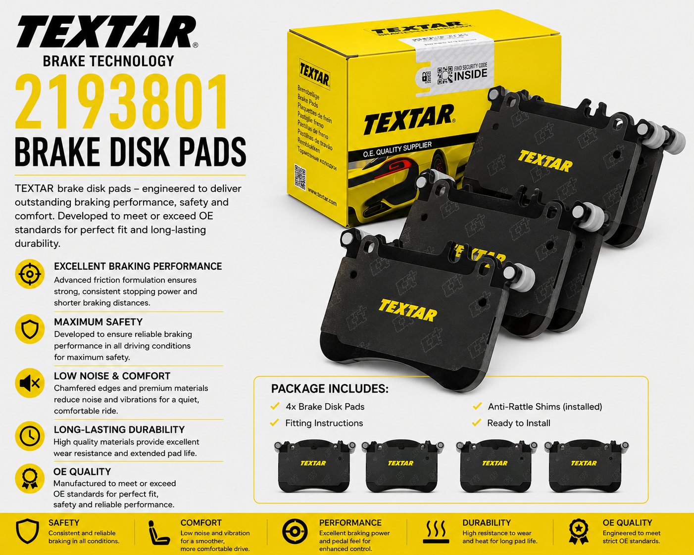 TEXTAR 2193801 Brakes, Brake Disk Pads