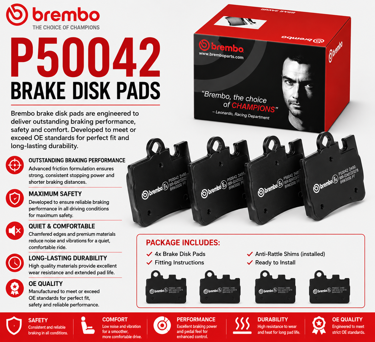BREMBO P50042 Brakes, Brake Disk Pads