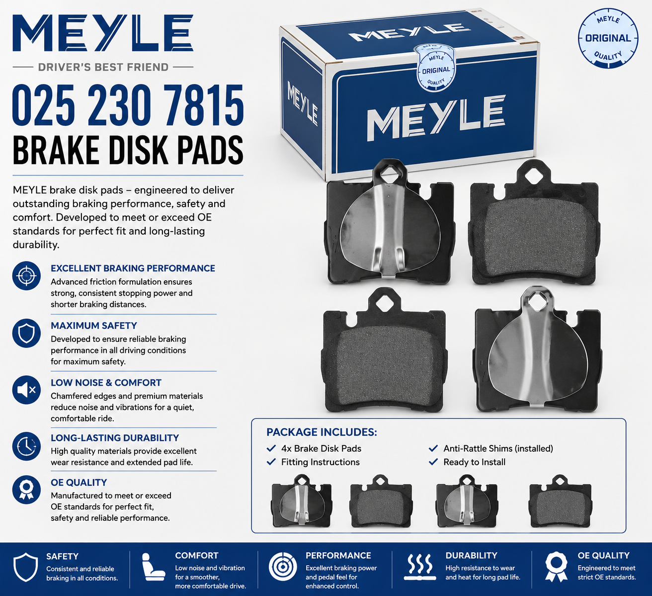 MEYLE 025 230 7815 Brakes, Brake Disk Pads