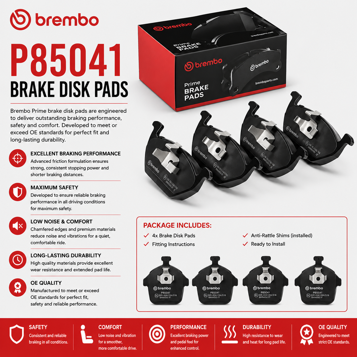 BREMBO P85041 Brakes, Brake Disk Pads