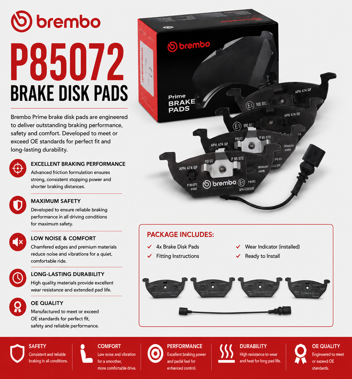BREMBO P85072 Brakes, Brake Disk Pads