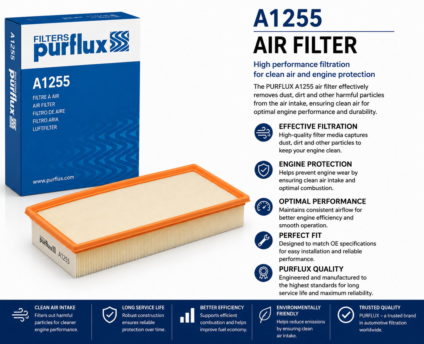 PURFLUX A1255 Filter, Air Filter
