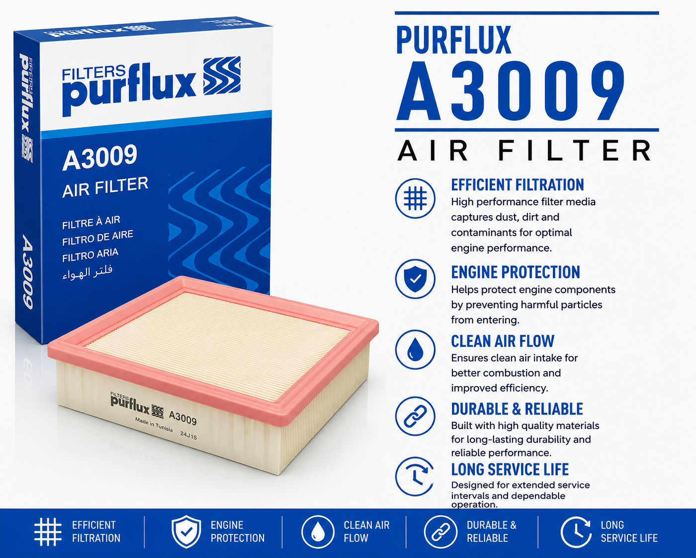 PURFLUX A3009 Filter, Air Filter