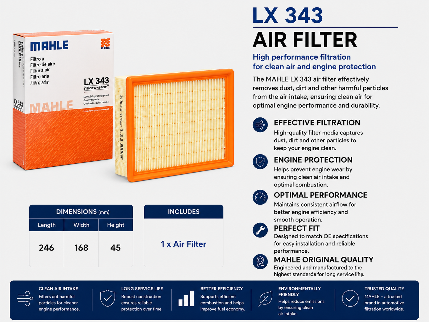 MAHLE LX 343 Filter, Air Filter