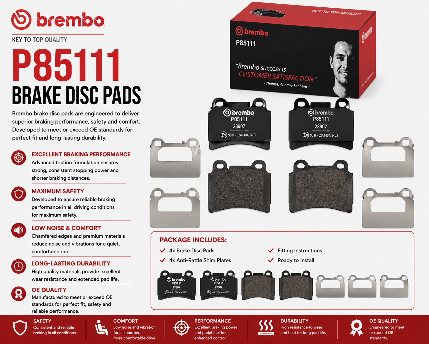 BREMBO P85111 Brakes, Brake Disk Pads
