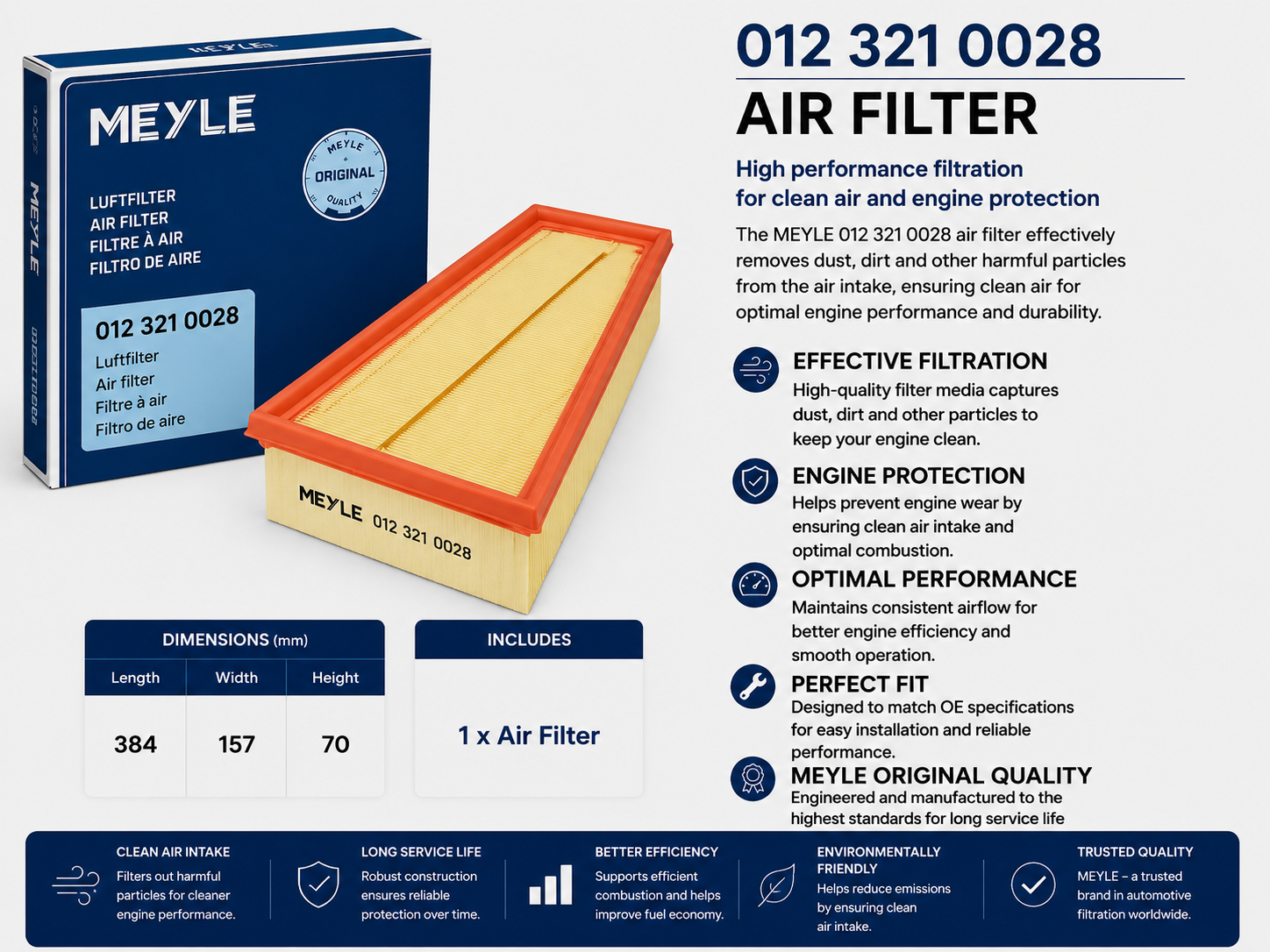 MEYLE 012 321 0028 Filter, Air Filter