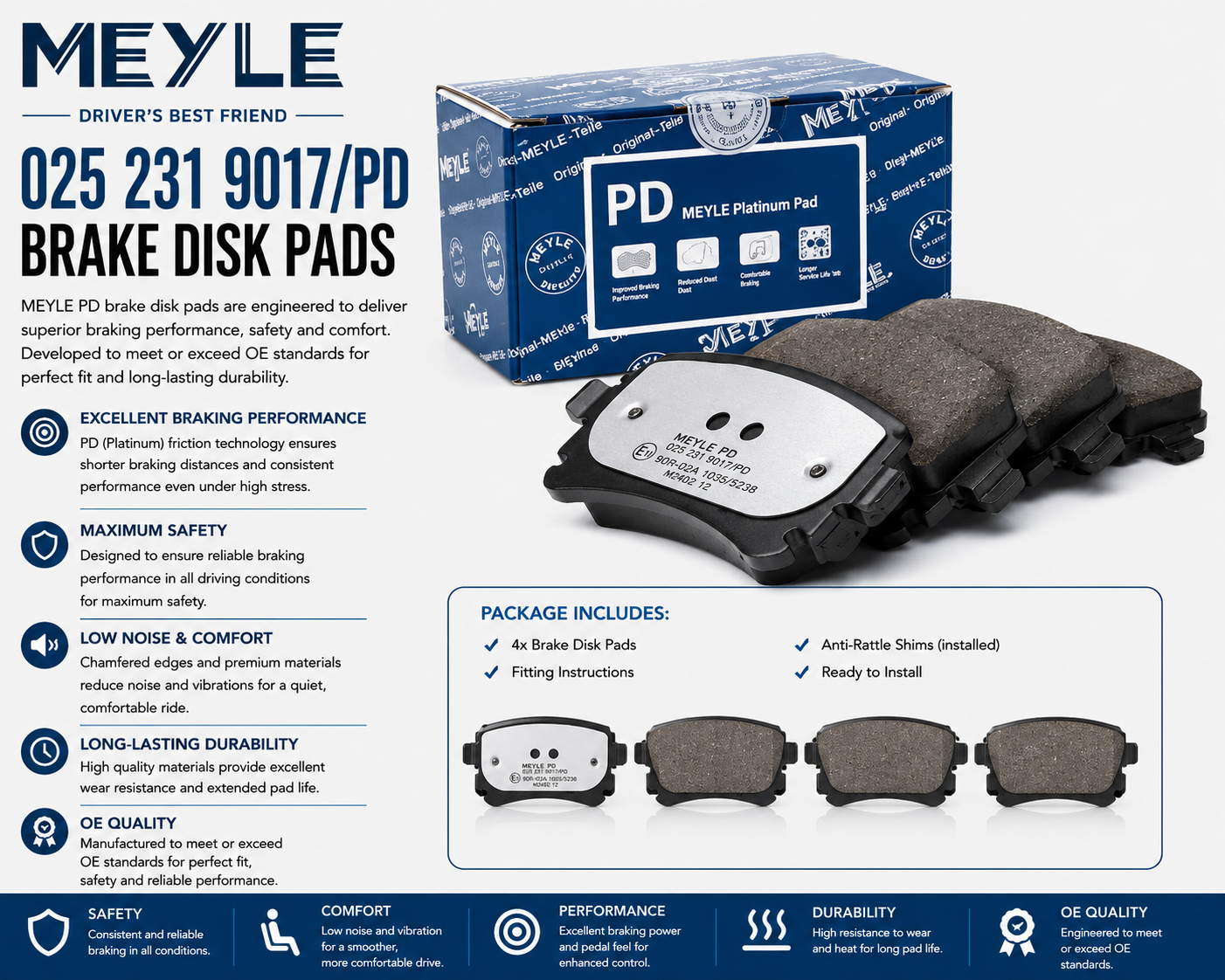 MEYLE 025 231 9017/PD Brakes, Brake Disk Pads