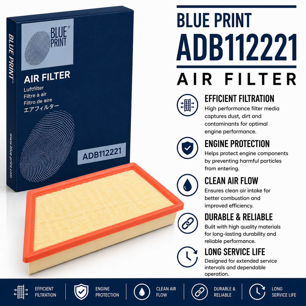 BLUE PRINT ADB112221 Filter, Air Filter