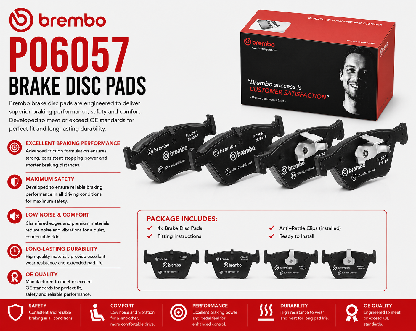 BREMBO P06057 Brakes, Brake Disk Pads