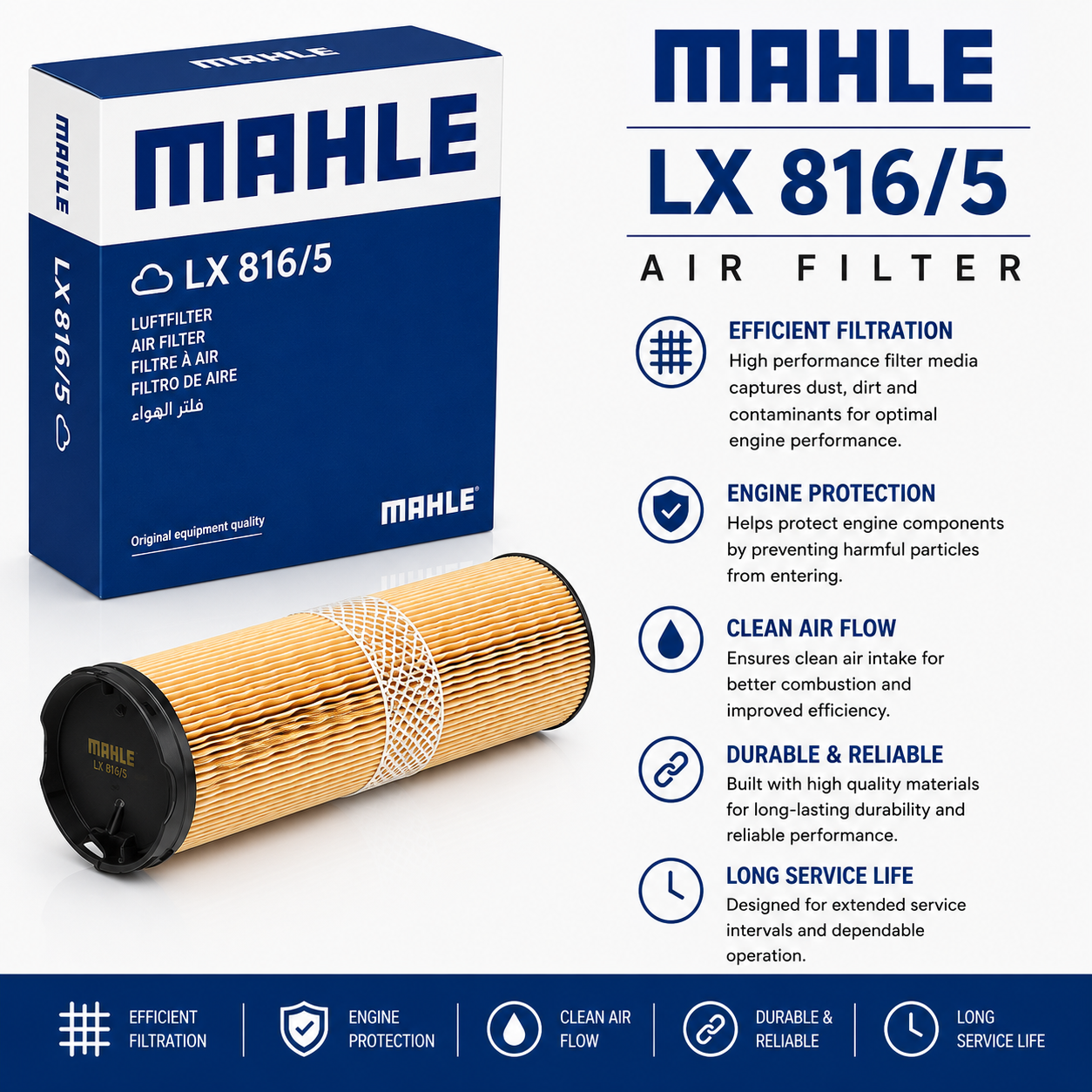 MAHLE LX 816/5 Filter, Air Filter