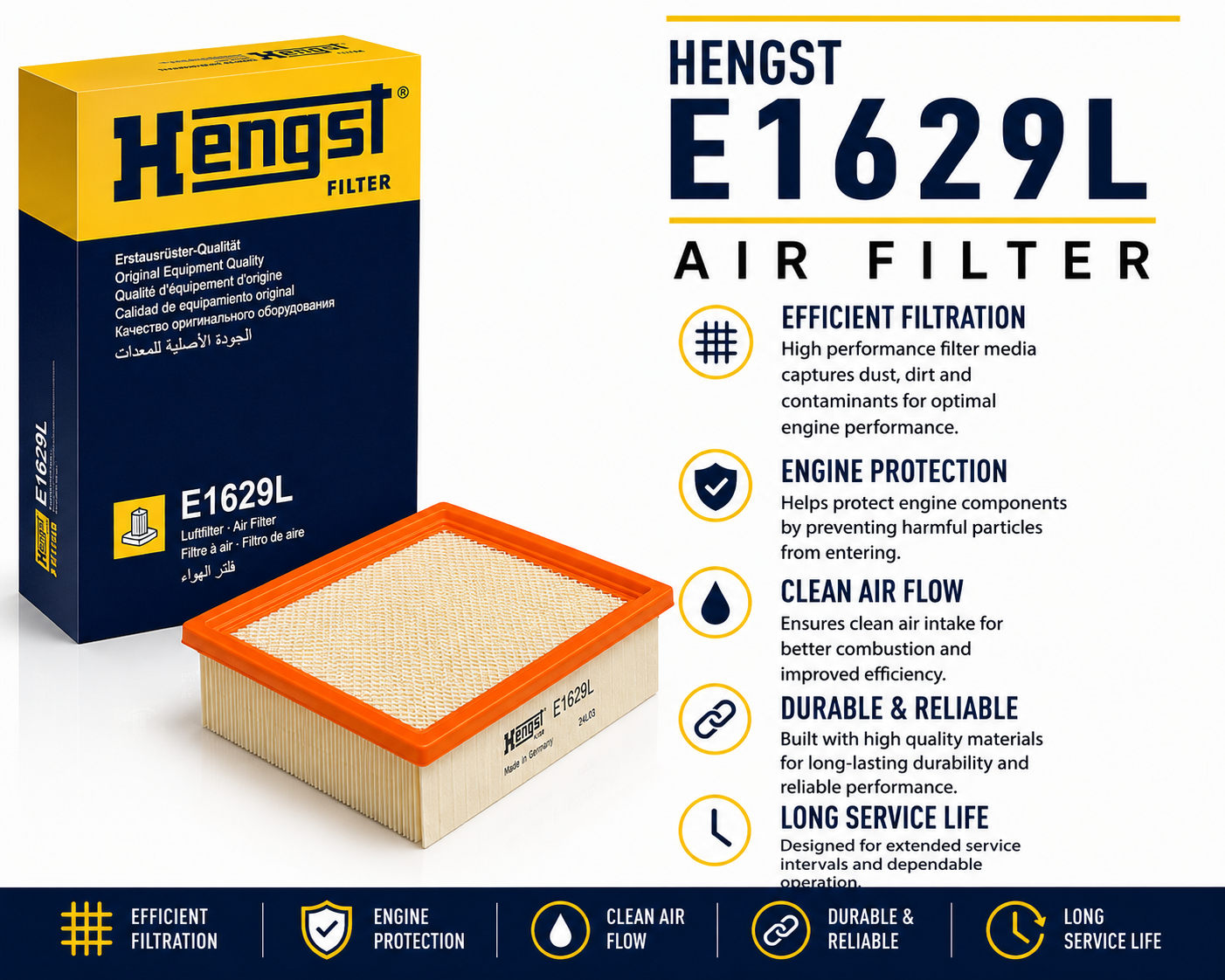 HENGST E1629L Filter, Air Filter