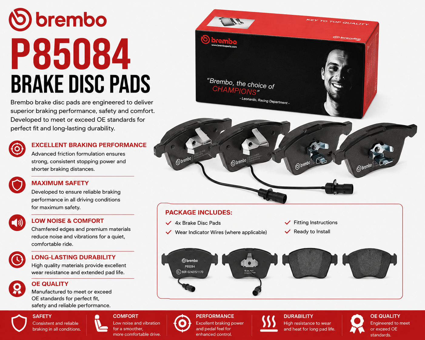 BREMBO P85084 Brakes, Brake Disk Pads