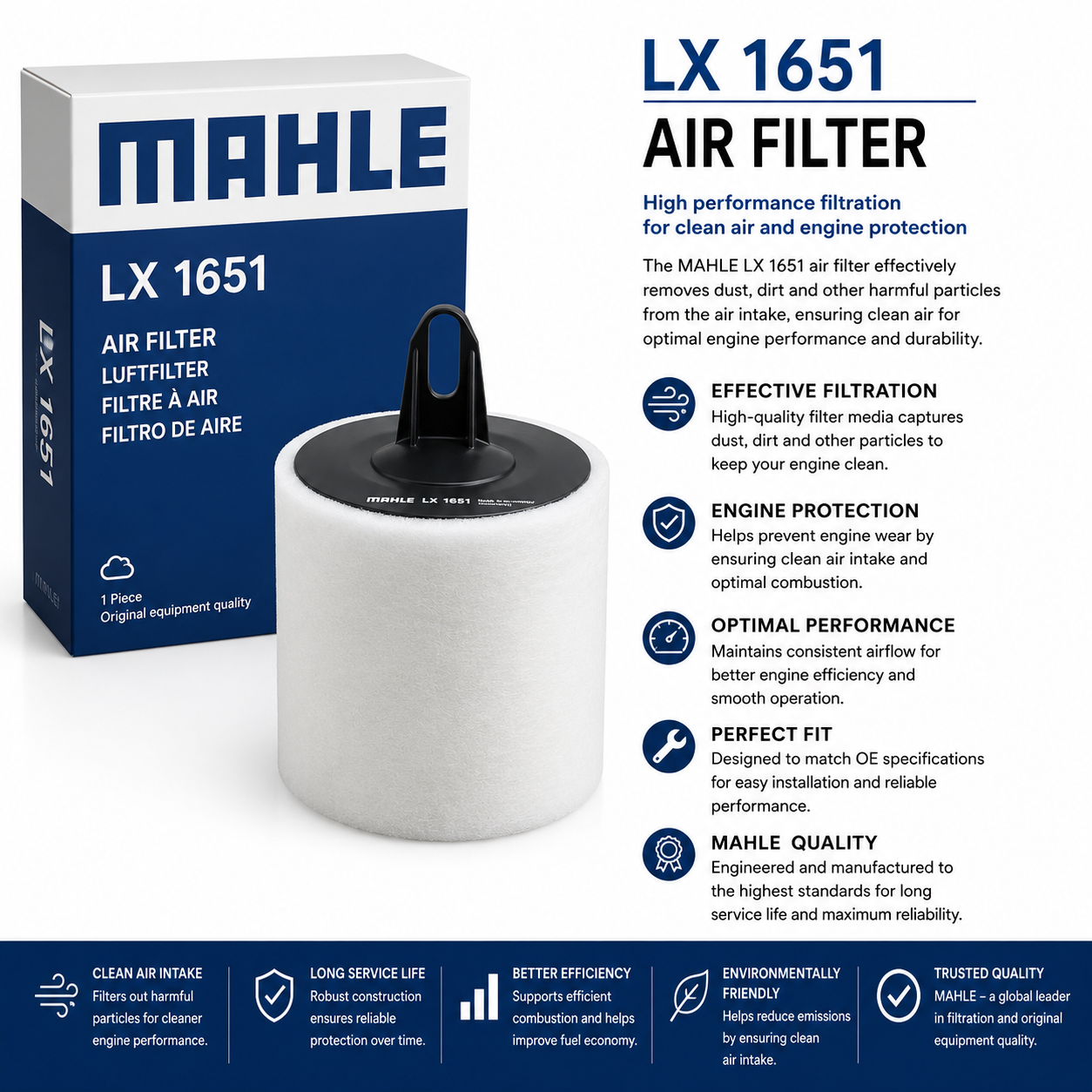 MAHLE LX 1651 Filter, Air Filter