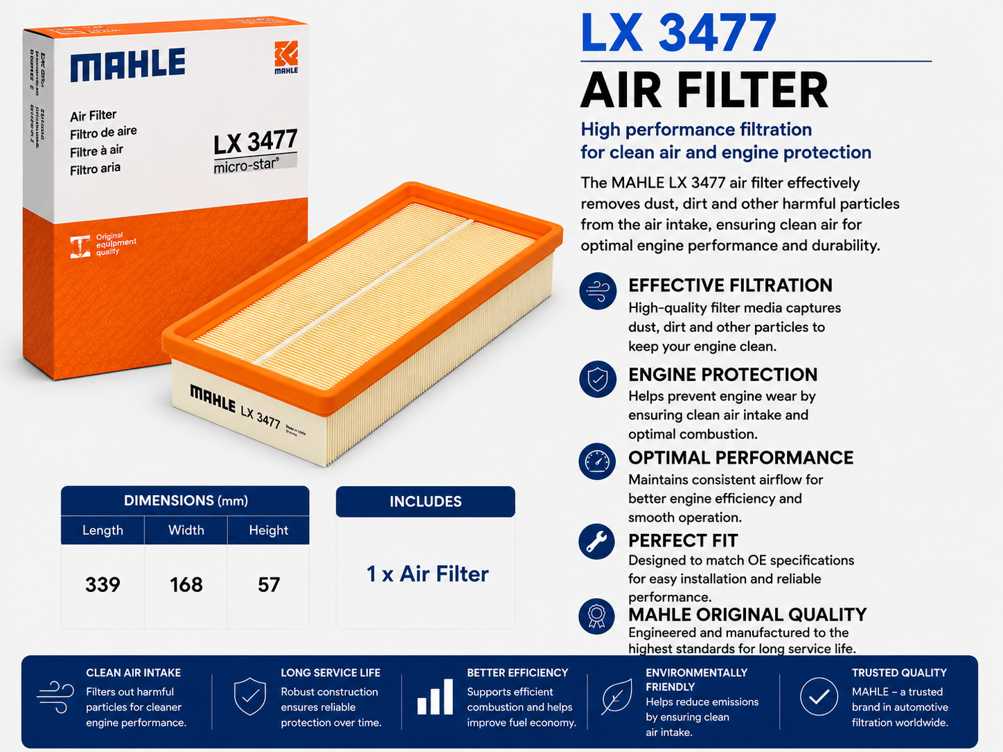 MAHLE LX 3477 Filter, Air Filter