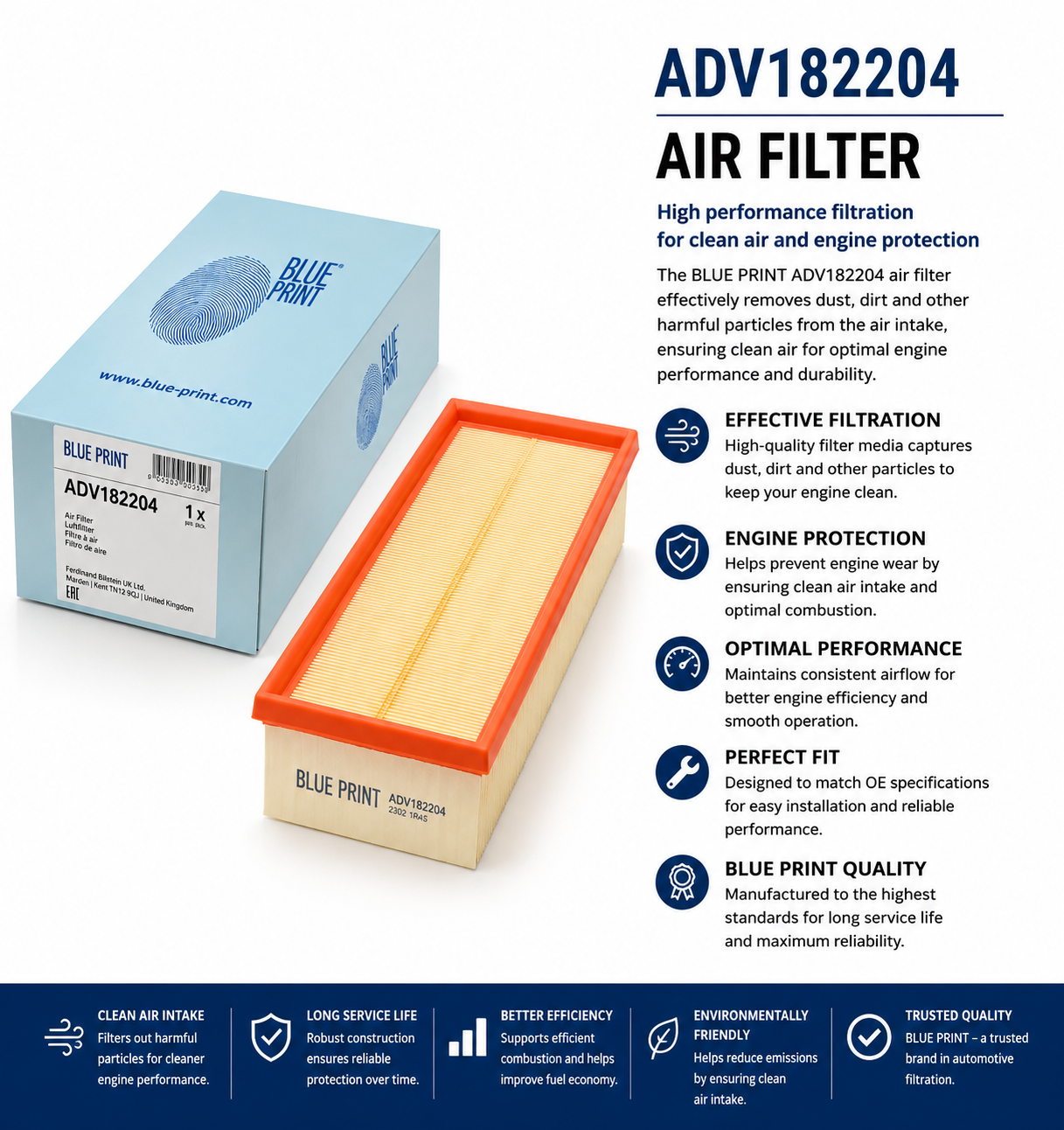 BLUE PRINT ADV182204 Filter, Air Filter