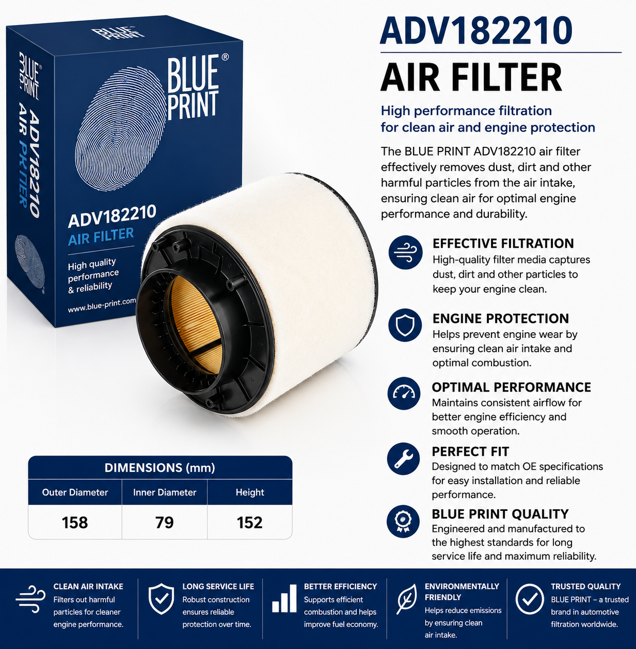 BLUE PRINT ADV182210 Filter, Air Filter