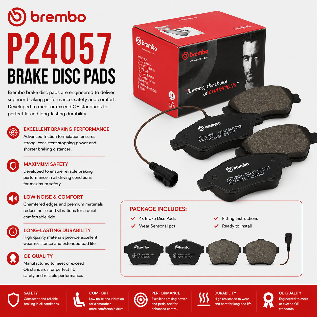 BREMBO P24057 Brakes, Brake Disk Pads