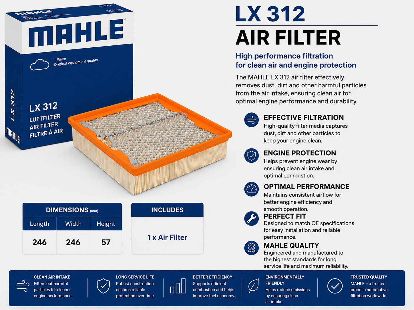 MAHLE LX 312 Filter, Air Filter