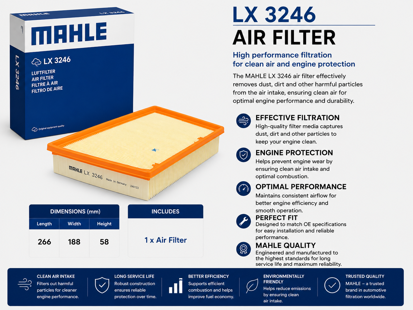 MAHLE LX 3246 Filter, Air Filter