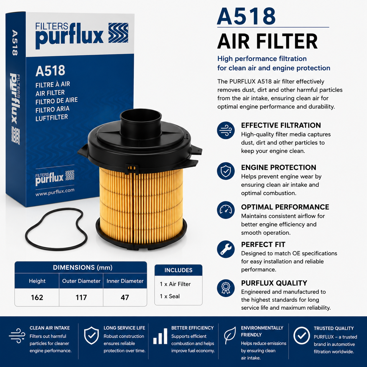 PURFLUX A518 Filter, Air Filter