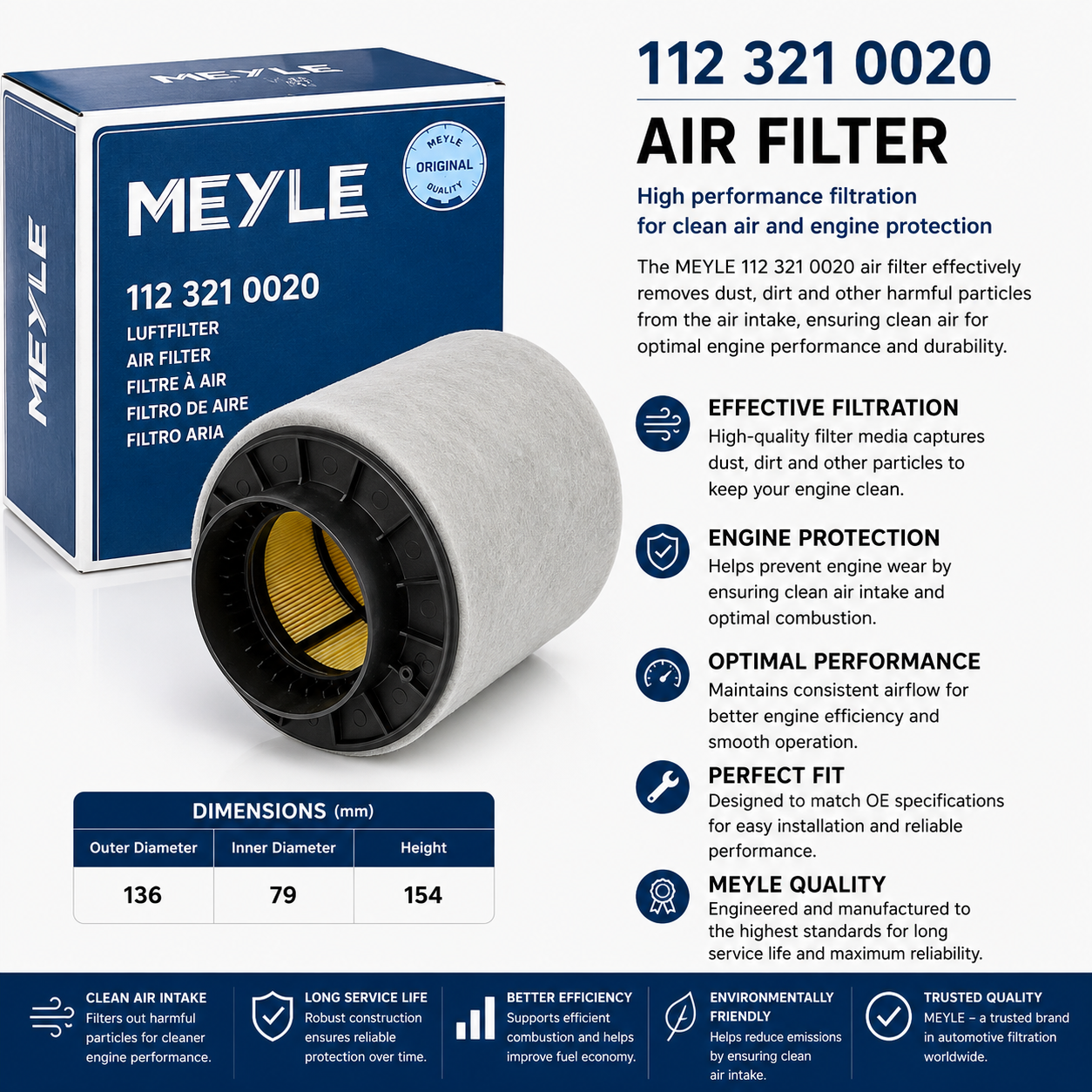 MEYLE 112 321 0020 Filter, Air Filter