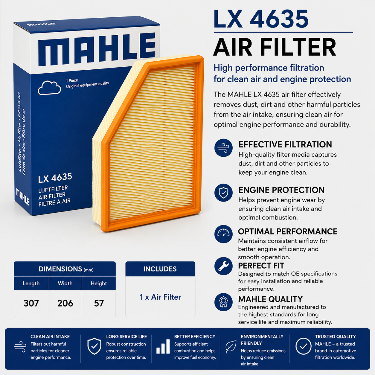 MAHLE LX 4635 Filter, Air Filter