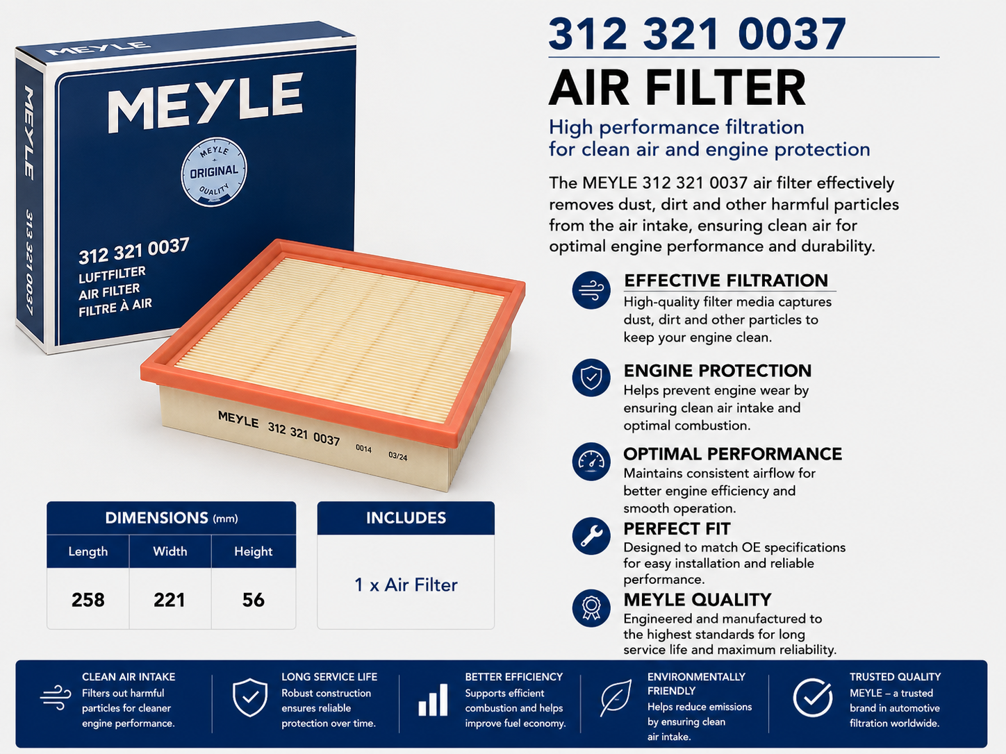 MEYLE 312 321 0037 Filter, Air Filter