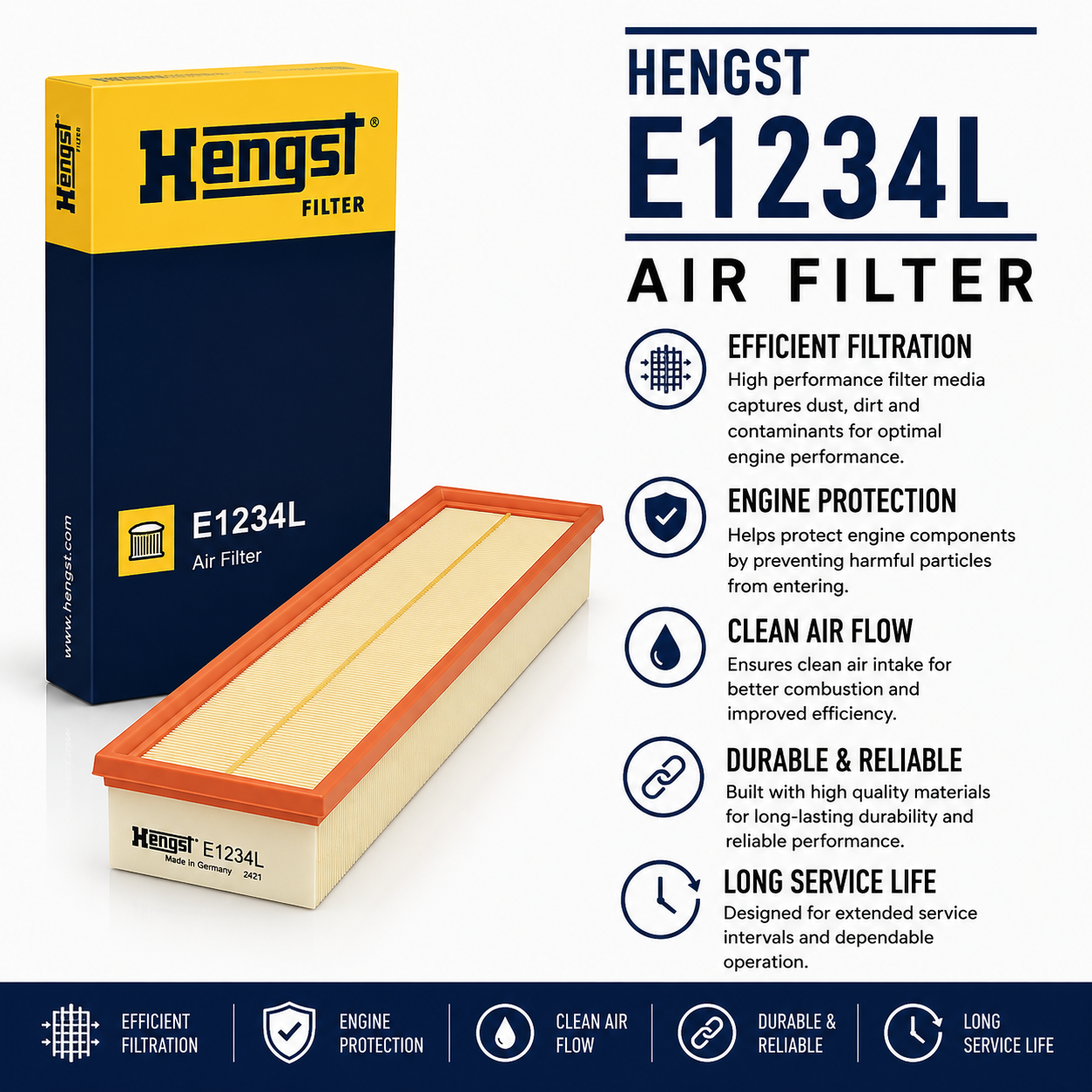 HENGST E1234L Filter, Air Filter
