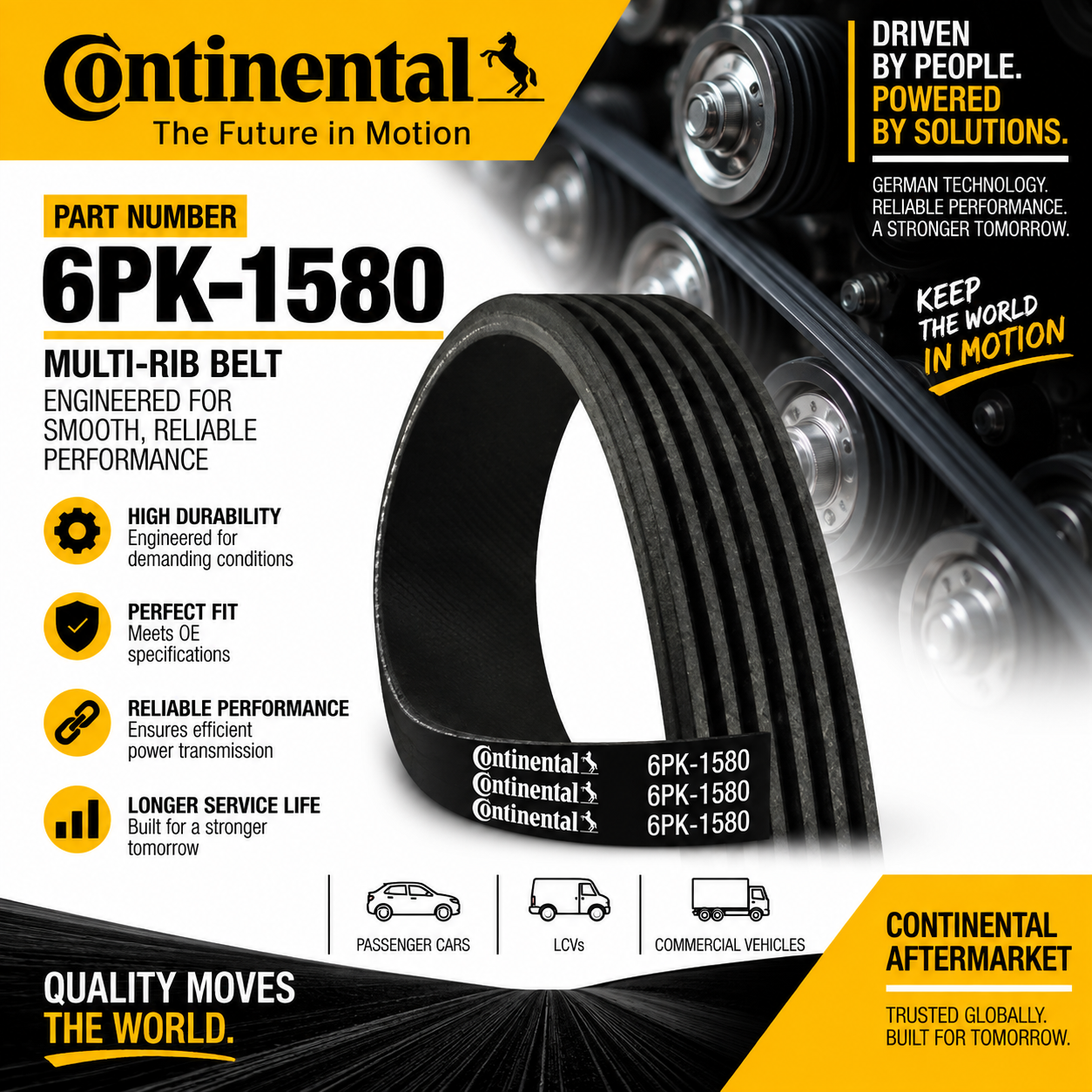 CONTINENTAL 6PK-1580 FAN BELT RIB