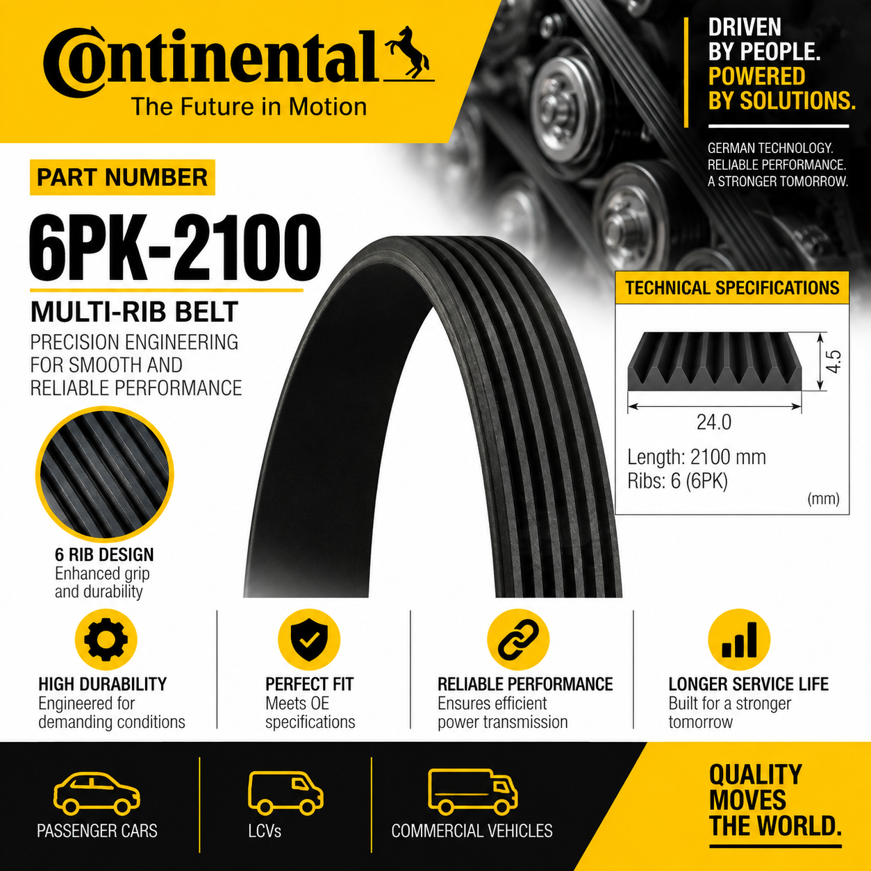 CONTINENTAL 6PK-2100 FAN BELT